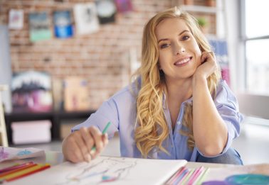 Portrait of woman at her workshop